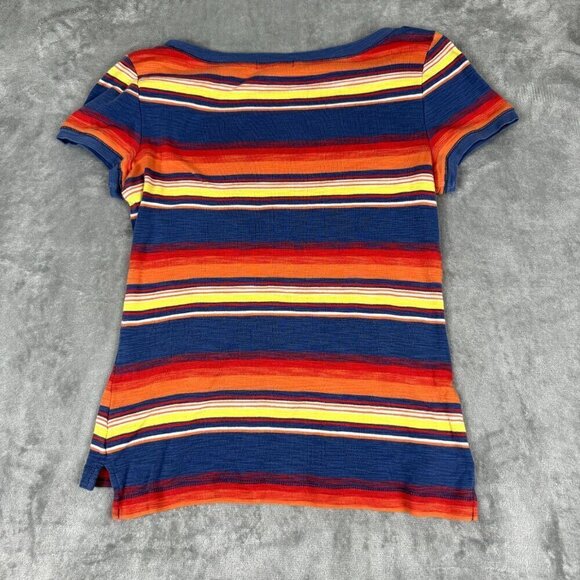 VTG Y2K Polo Jeans Co Ralph Lauren Baby Doll Tee Shirt Small Striped Colorful - Picture 6 of 7